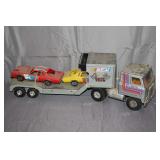 Vintage 1979 ERTL International Transtar NASCAR Race Team and Hauler Trailer