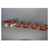 Cast Iron Horse Drawn Wagon with (8) Horses and (2) Riders