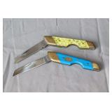 (2) Taylor Cutlery Elk Horn Surgical Steel One Blade Pocket Knives in Box
