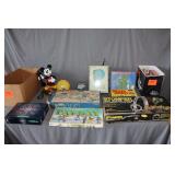 Schaper Stomper SSC Super Cycle Daredevil Loop Track, Hot Wheels USA Builder Set 2, Mickey Mouse Telephone, PayDay Board Game, Discovering Ireland Game, and Misc. Board Games