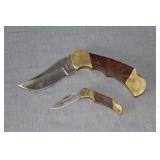 Wood Handle Lockback One Blade Pocket Knife with Sheath and Valor 'Pony Knife' Pocket Knife