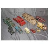 Hubley Toy Truck No. 800, 1969 Hubley Concrete Truck, Hubley Transport Car Trailer, Parcel Post Coin Bank, and Misc.