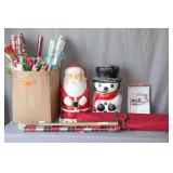 Santa Claus Blow Mold Decoration, Snowman Blow Mold Decoration, Gift Boxes, and Misc. Christmas Wrapping Paper