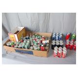 Coors Light Bat Bottle, Kentucky Wildcats National Champions Coca Cola Cans, Harley Davidson Beer Cans, Pepsi Cans, Coca Cola Cans, MTN Dew Cans, and Misc. Soda Cans
