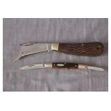 Case XX 61011 Hawkbill Pruner One Blade Pocket Knife and Case XX Two Blade Pen Knife Pocket Knife