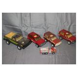Nylint Bass Chaser Pickup Truck, Nylint Bronco II XLS, (2) Nylint Bass Chaser Cars, and Nylint Toy Fire Truck