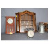 Polaris Wooden Wall Clock, Three Shelf Spice Cabinet, American Family Scale, and Liberty Bell Ice Bucket
