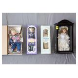 Igna Manders Miss Paris's Porcelain Doll, The Southern Belles Collection 'Charlotte' Porcelain Doll, Porcelain Doll in Display Shelf, and Porcelain Doll