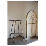 Brass Plated Arched Shelving Framed, and Rolling Metal Clothing Rack Base