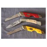 (2) Taylor Cutlery Elk Horn Surgical Steel 'Shark' Pocket Knives and Frost Cutlery Barracuda One Blade Pocket Knife