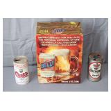 Twelve Pack of Empty Billy Beer Cans, Cook's Beer Can, and Drewry's Extra Dry Beer Can