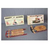 Radio Flyer Little Wood Sled, and Radio Flyer Classic Racer Miniature Sled