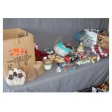 Nativity Scene Figurines, Burlap Garland Rolls, Ornaments, Batting, Mailbox, Gift Bags, Ribbon, Artificial Flowers, and Misc.