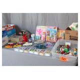 Supermarket Play Set, My Happy Home Furniture Play Set, Tea Set, Walt Disney Figurines, Toy Cars, Beatles Coffee Mug, and Misc. Toys