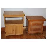 Two Drawer Night Stand, and Two Door Wooden Microwave Cabinet