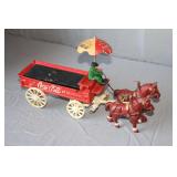 Cast Iron Horse Drawn 'Drink Coca-Cola Refreshing' Wagon with (2) Horses