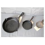 10 in. Pioneer Woman Cast Iron Skillet, 6 in. Cast Iron Skillet, and 4 in. Cast Iron Skillet