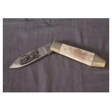 Frost Cutlery Coffin Knife Genuine Smooth Bone Handle Pocket Knife