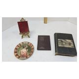 Metal Cigar Dish- Old Books See Pics