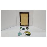 Stained Glass Frame & 5 Hanging Pieces
