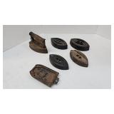 Antique Sad Irons & Iron Trivet