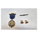 NYS Erie Canal Medal- Cufflinks- Sterling(?) Pin
