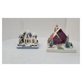 2 Shiny Brite Christmas Houses