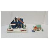 2 Shiny Brite Christmas Houses