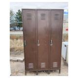 Metal Wall Locker-3 lockers in unit-brown in color. Preview & pickup BOPU yard
