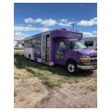 2015 Chevy 4500 transit Bus, Vin #1GB6G5BG2F1131953, odometer reads 218,779, damaged windshield, hail, side door missing panel has plexi-glass piece taped in it.  See description for additional inform