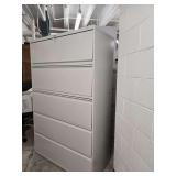 Beige 5 drawer lateral file 42x19x66 1/2. No preview.  Pickup will be at the Police Department.