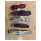 5 small vintage pocket knives