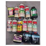 14 bottles of powder some full some partial