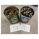 Two coffee cans of 38 special brass, 13 total pounds