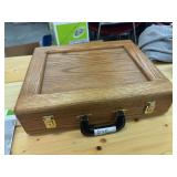 Locking oak padded storage box 18 x 16