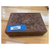 Carved wood storage box 11 x 8