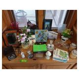 Decor and books includes Willow Tree, Scentsy wax warmer, reference books, candles, etc