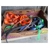 Assorted rachet straps and bungee cords