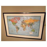 40x59 frame with 32x49 Rand McNally world map