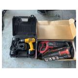 Dewalt cordless drill, Skil recip saw and Remington power hammer