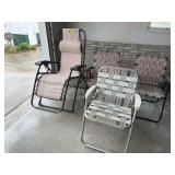 Zero gravity chair and 3 straight lawn chairs