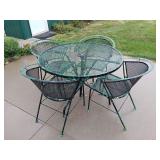 Expanded metal patio set with 4 chairs, 42” round table