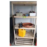 Shelf and content includes files, antique nail puller, diesel can etc...