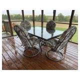 Homecrest 42x62 glass topped patio table w 4 swivel chairs
