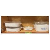 Pyrex and Corning Ware covered casseroles