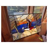 28x18 leaded stained glass w duck design