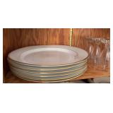 (6) Dansk 13” plates and 5 candlewick goblets