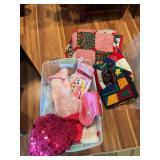 Tote full of Christmas textiles