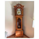 Walnut cased grandfather clock w moon phase dial 12D x 22L x 87H