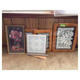 Framed doilies and a quilt square
